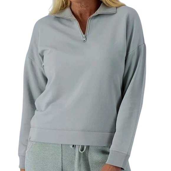 Barefoot Dreams MC Half Zip Long Sleeve Pullover Sweatshirt in Meadow Green Sz M - Picture 1 of 16